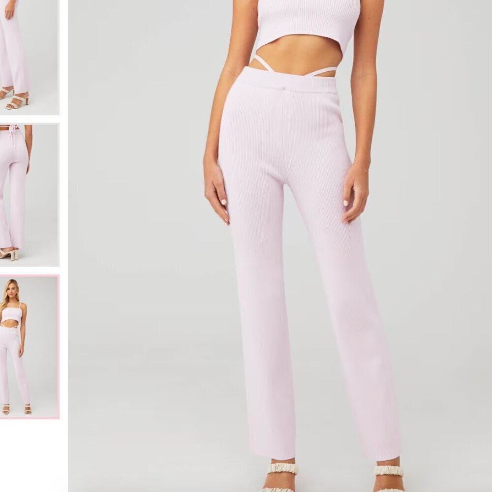 4th + Reckless NWT Pink Ribbed Knit Lounge Pants Scorpios Knit Y2K